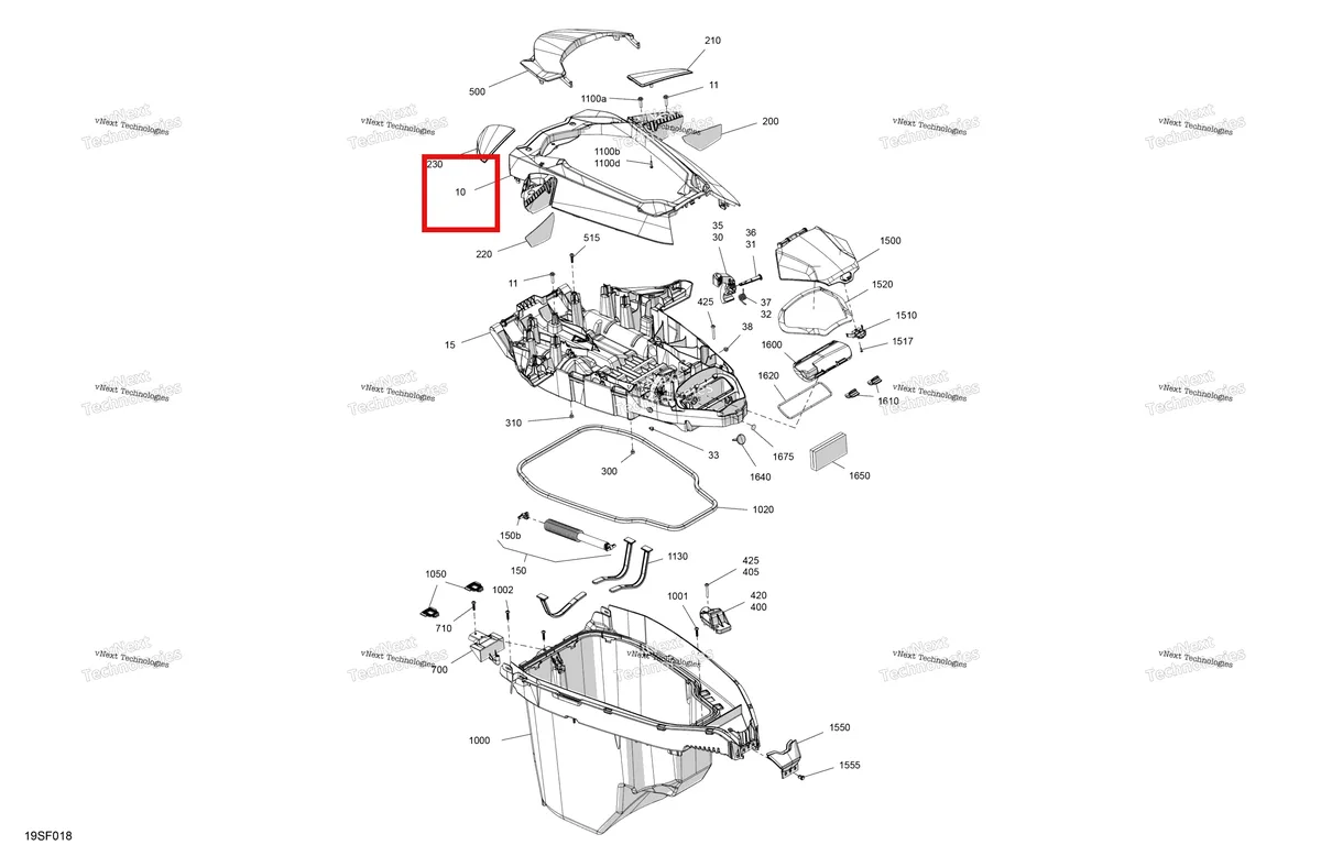 Деталь 269502394 (Наружный Skin Sea-Doo GTX 300 (2020) (269502394)) на схеме узла - 25TD - Bright White Body - Front Cover