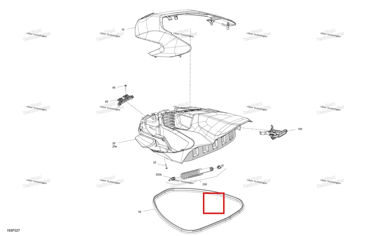 Деталь 269502414 (Опора хомут Sea-Doo RXP 325 X (2026) (269502414)) на схеме узла 2026 Sea-Doo GTI - 130 - STD - 38TB - Bright White Body - Front Cover