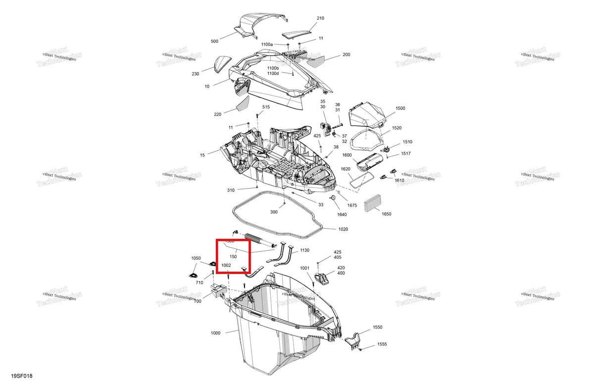 Деталь 269502426 (Амортизатор в сборе включает 150 TO 150 d Sea-Doo GTX 300 (2020) (269502426)) на схеме узла - 25TD - Bright White Body - Front Cover