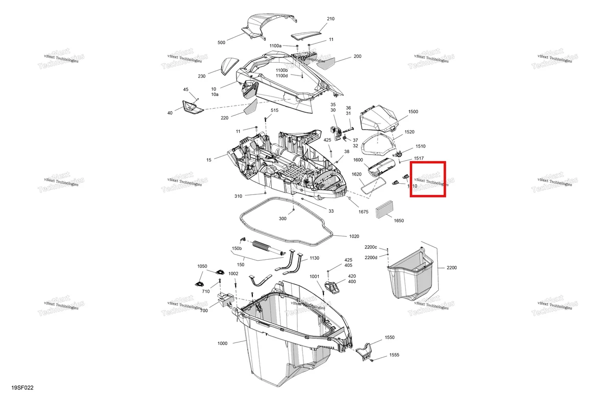 Деталь 269502481 (Perforated верхний капот включает 10 to 10 a Sea-Doo GTX 325 Limited (2026) (269502481)) на схеме узла 2026 Sea-Doo GTX - 325 - LIMITED - 26TC - Hybrid White Peal - Audio Body - Front Cover