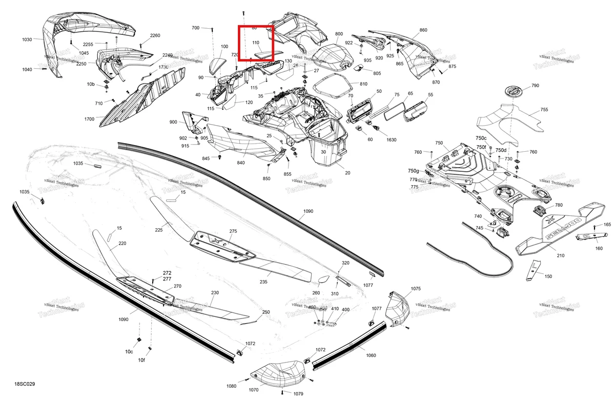 Деталь 269502522 на схеме узла 2023 Sea-Doo RXP X 300 SPECIAL SERIES Body - System
