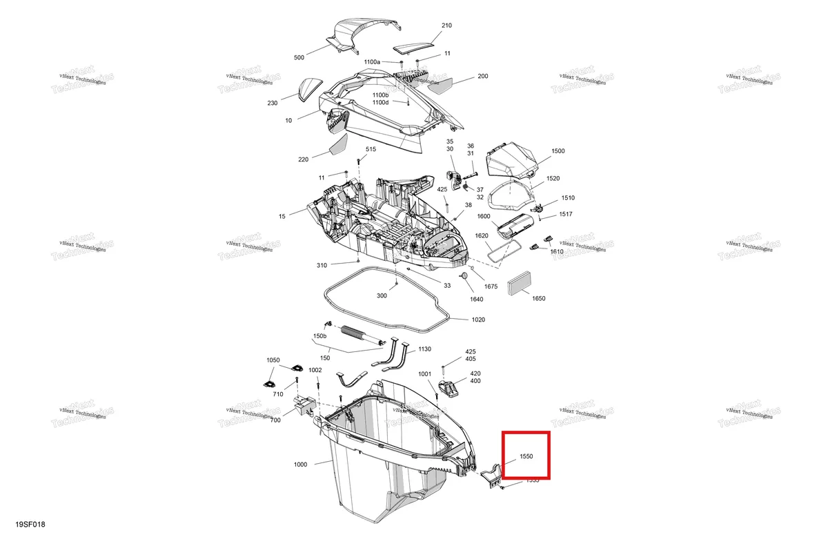 Деталь 269502690 (Коробка облицовка Sea-Doo GTX 325 Limited (2026) (269502690)) на схеме узла - 25TD - Bright White Body - Front Cover
