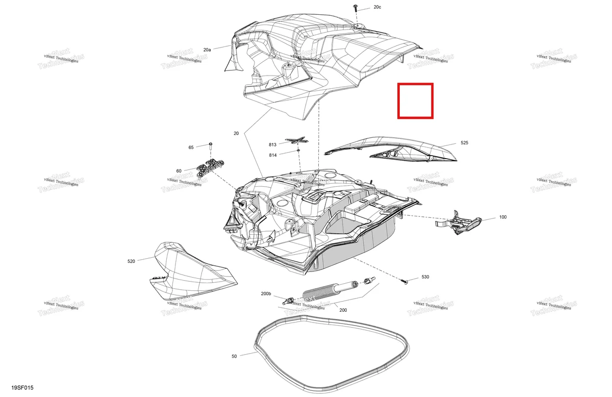 Деталь 269502718 (Защёлка Service комплект Please refer to TST144035 для installation instructions Sea-Doo RXP 325 X (2026) (269502718)) на схеме узла 2026 Sea-Doo RXP - 325 - X - 23TC - Gulfstream Blue Body - Front Cover