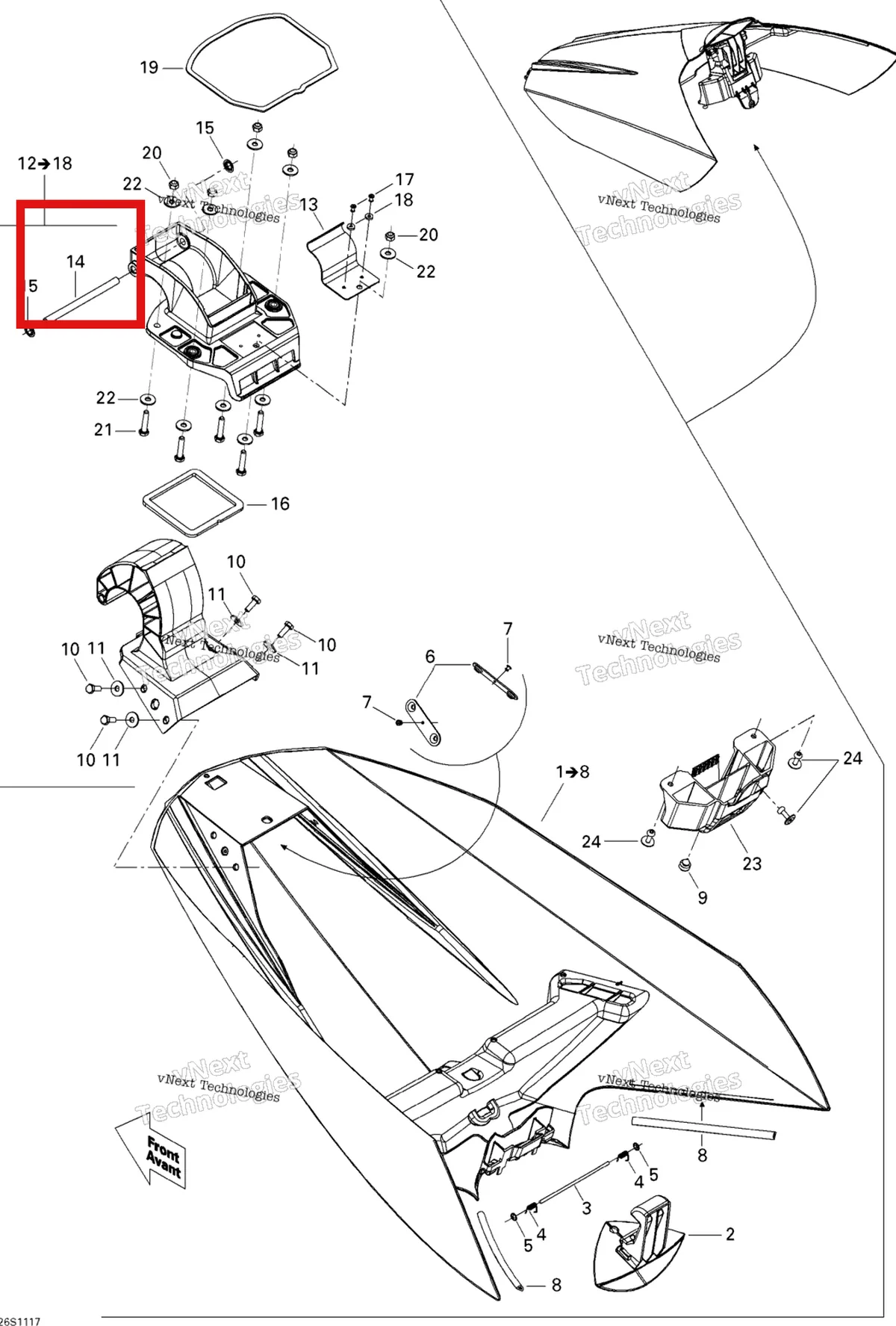 Деталь 269700024 на схеме узла 2011 Sea-Doo GTS Pro 130 Front Cover