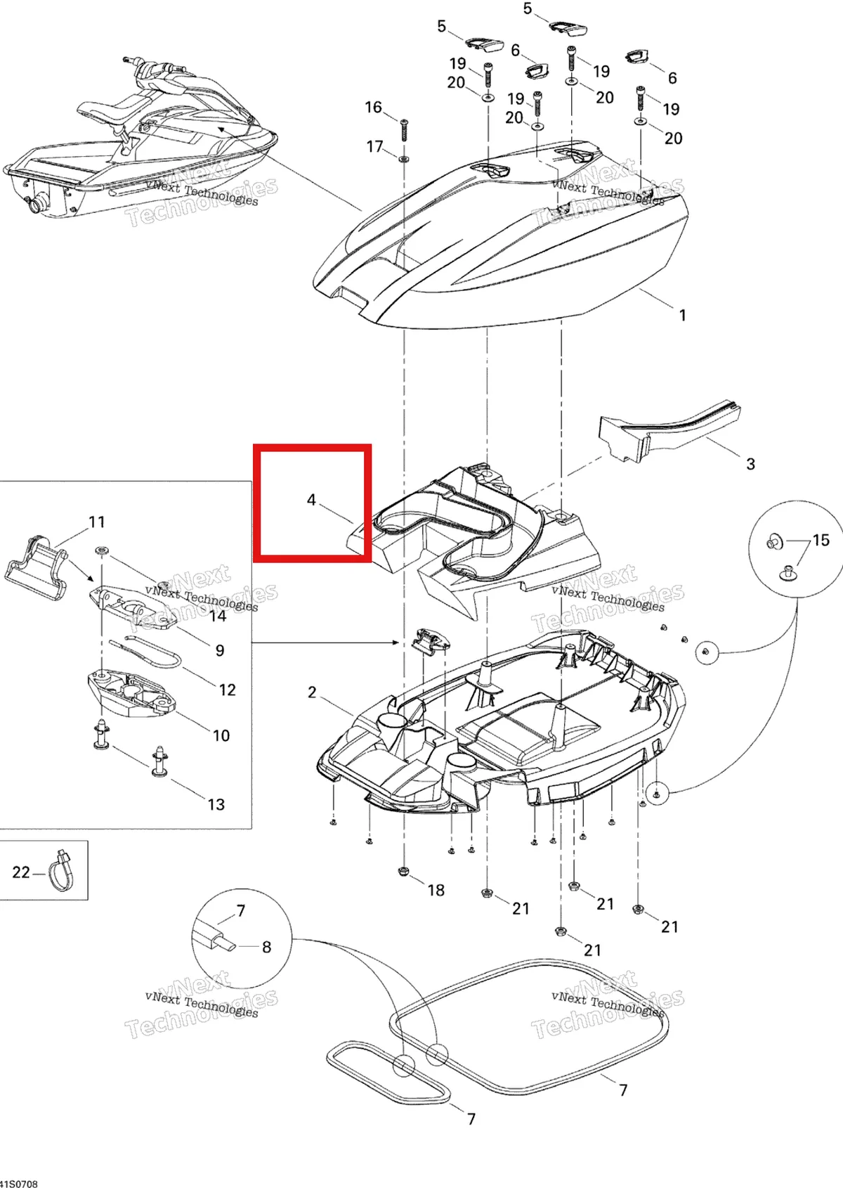 Деталь 269700094 на схеме узла 2007 Sea-Doo 3D 947 DI Engine Cover