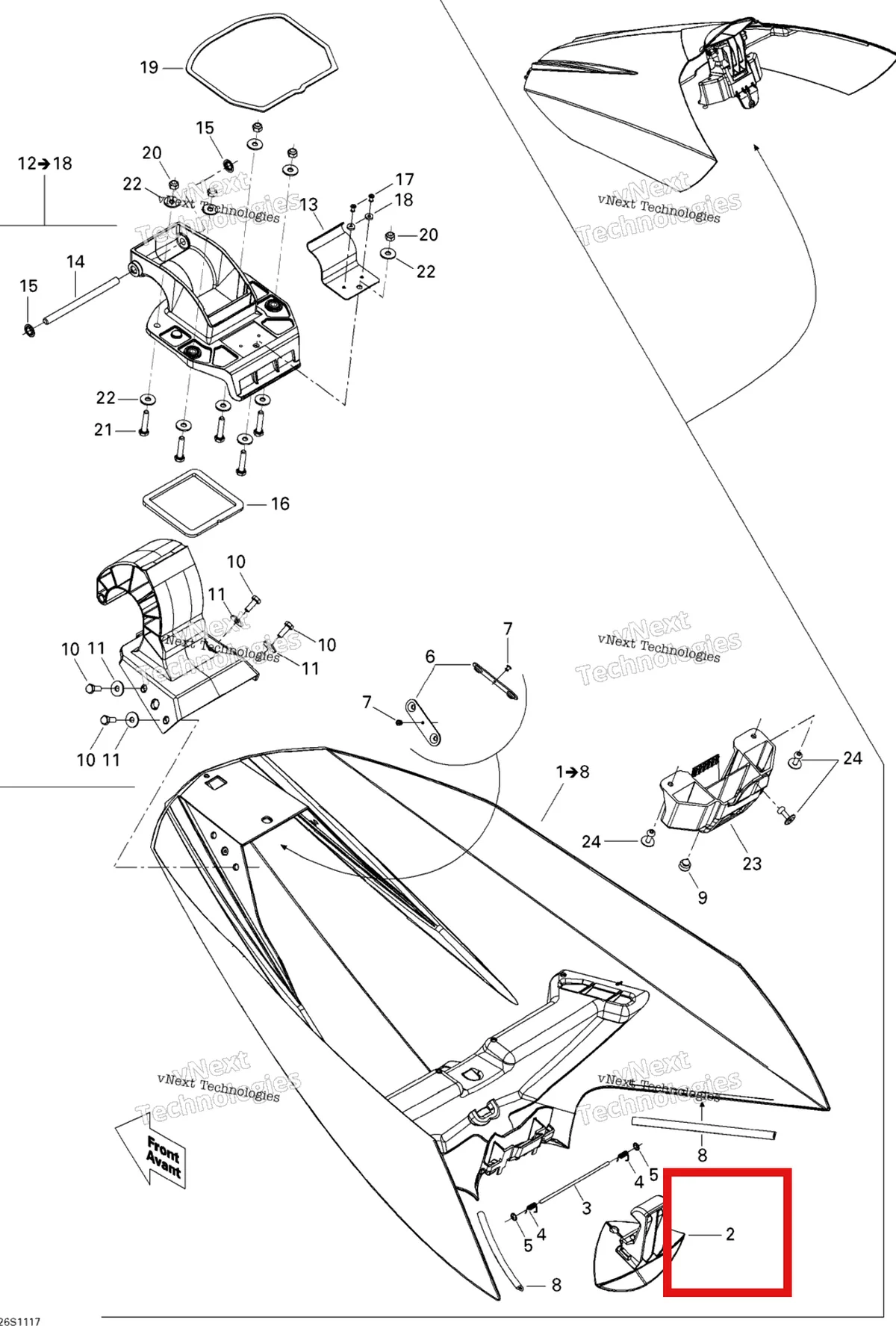 Деталь 269700098 на схеме узла 2011 Sea-Doo GTS Pro 130 Front Cover
