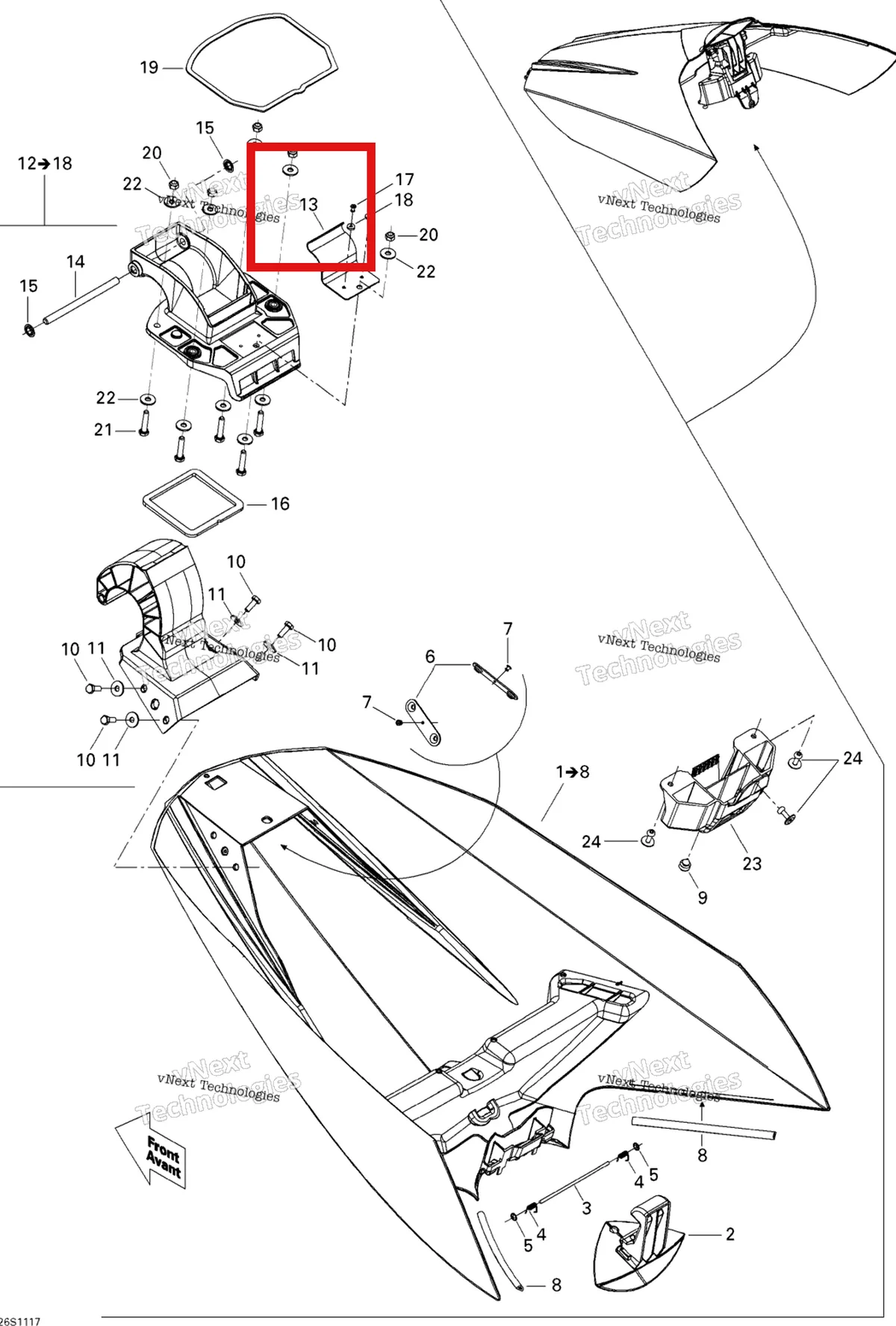Деталь 269700099 на схеме узла 2011 Sea-Doo GTS Pro 130 Front Cover