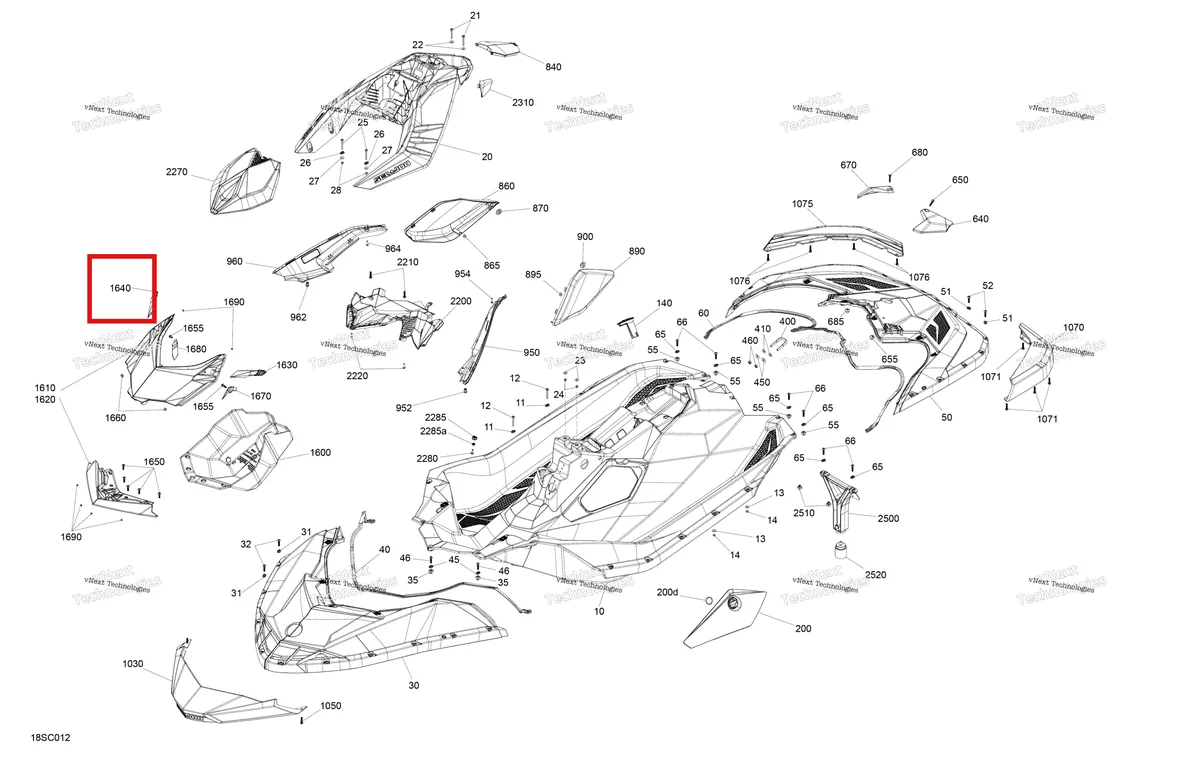 Схема применяемости: Правый Retaining ремень Sea-Doo Spark (2016) (269800498)