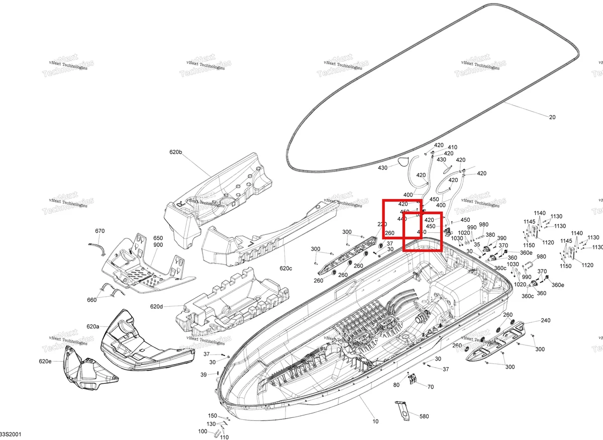 Деталь 269800816 (Опора Bilge Sea-Doo GTX 300 (2020) (269800816)) на схеме узла 2020 Sea-Doo GTI 90 Hull