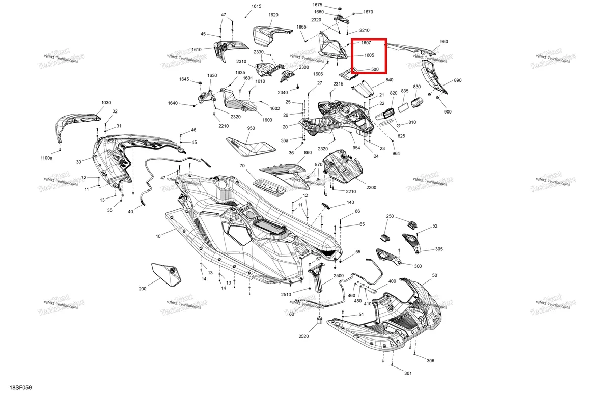 Схема применяемости: Правый Seperation панель Sea-Doo Spark 900 HO ACE Conv (2026) (269801278)