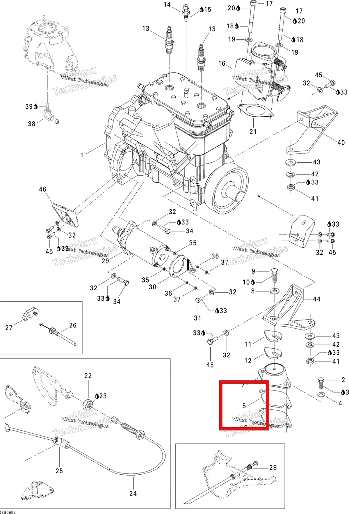 Деталь 270000006 на схеме узла 2005 Sea-Doo GTI Engine