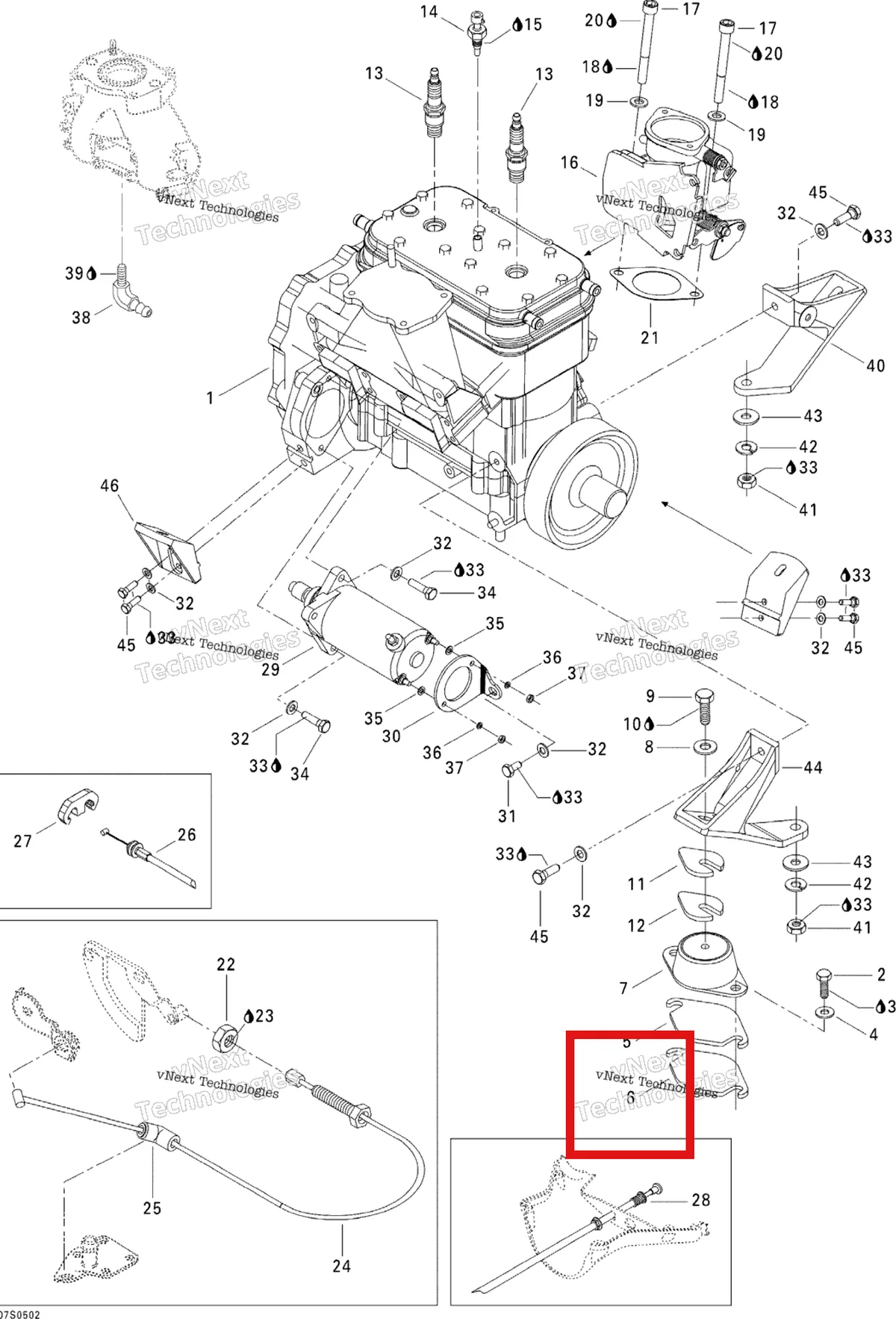 Деталь 270000007 на схеме узла 2005 Sea-Doo GTI Engine