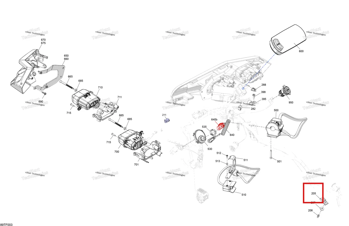 Деталь 270000141 (Зажим) на схеме узла 2026 Can-Am RENEGADE - 4X4 - XMR - 1000R EFI - 5UTA - Hyper Silver Electric - Front Section