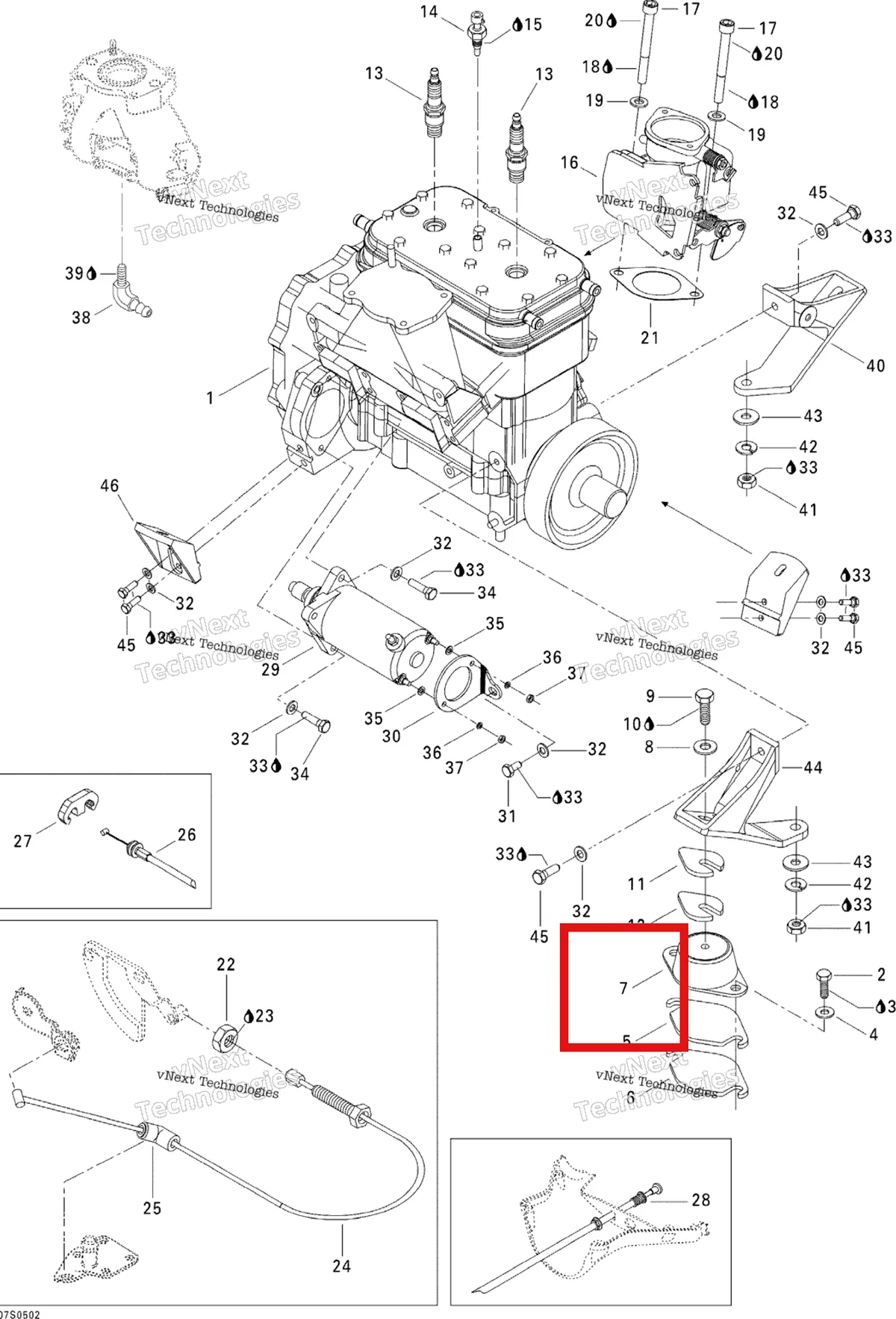 Деталь 270000425 на схеме узла 2005 Sea-Doo GTI Engine
