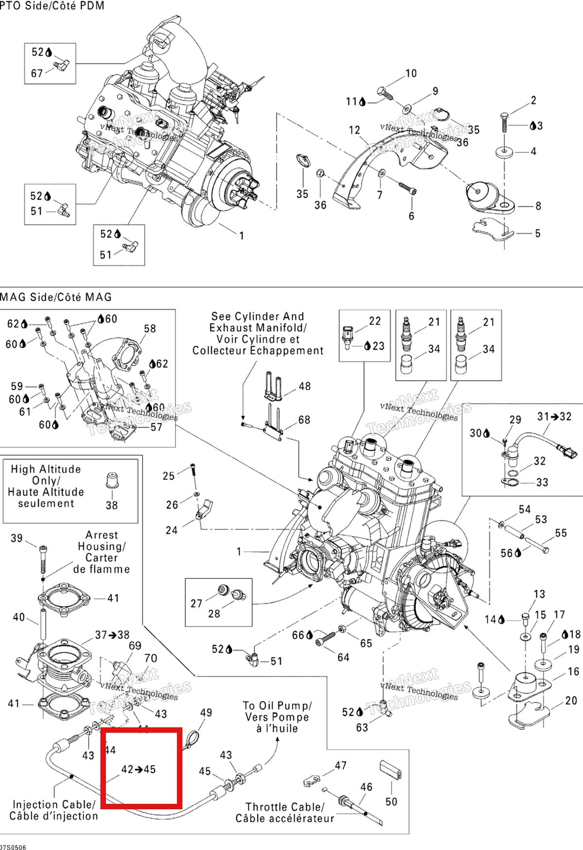 Деталь 270000437 на схеме узла 2005 Sea-Doo 3D RFI Engine