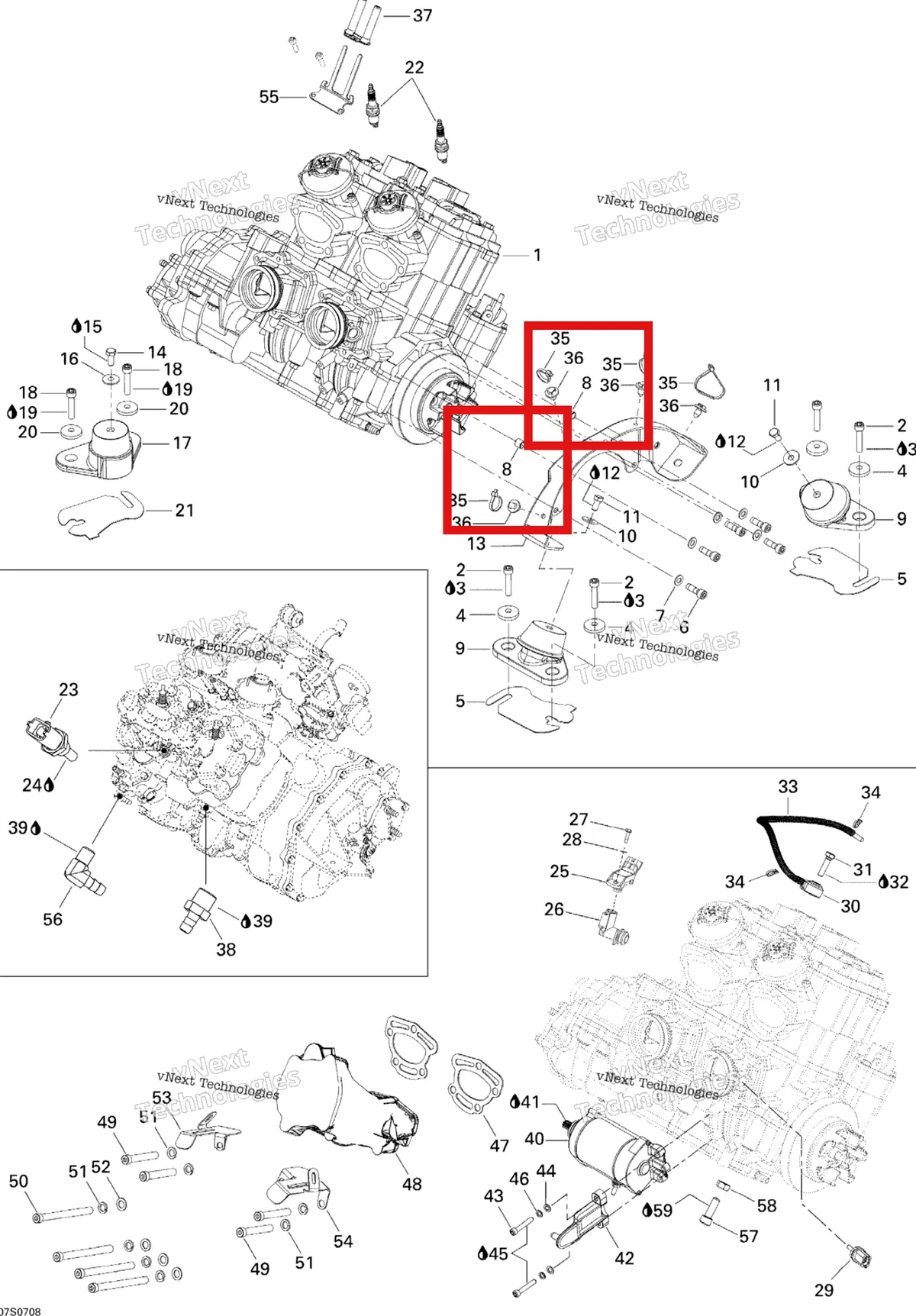 Деталь 270000453 на схеме узла 2007 Sea-Doo 3D 947 DI Engine