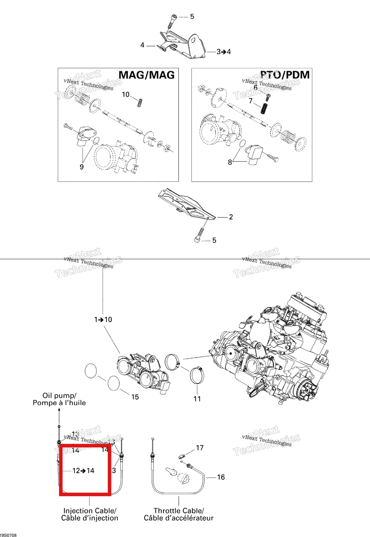Деталь 270000546 на схеме узла 2007 Sea-Doo 3D 947 DI Throttle Body