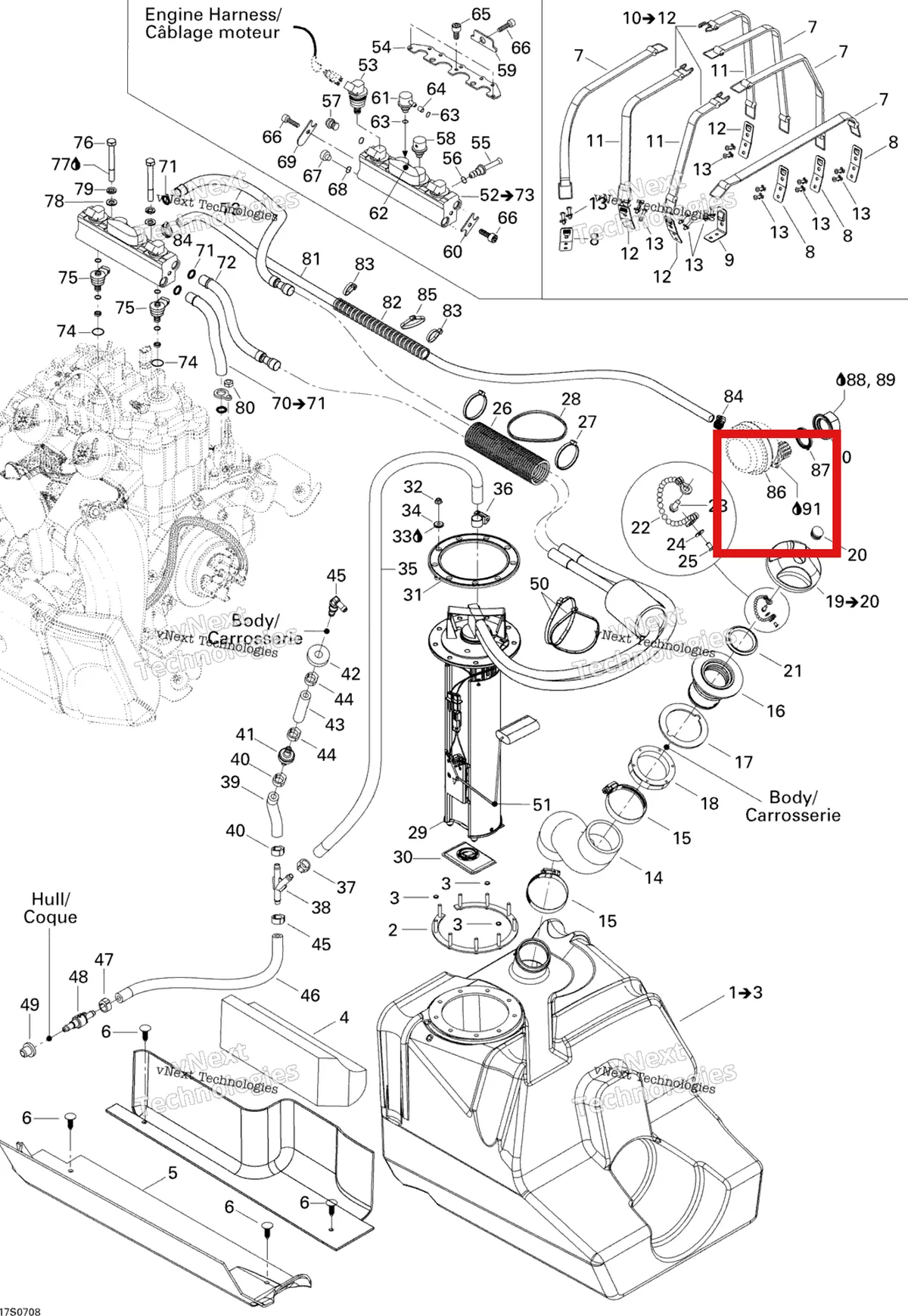 Деталь 270000569 на схеме узла 2007 Sea-Doo 3D 947 DI Fuel System