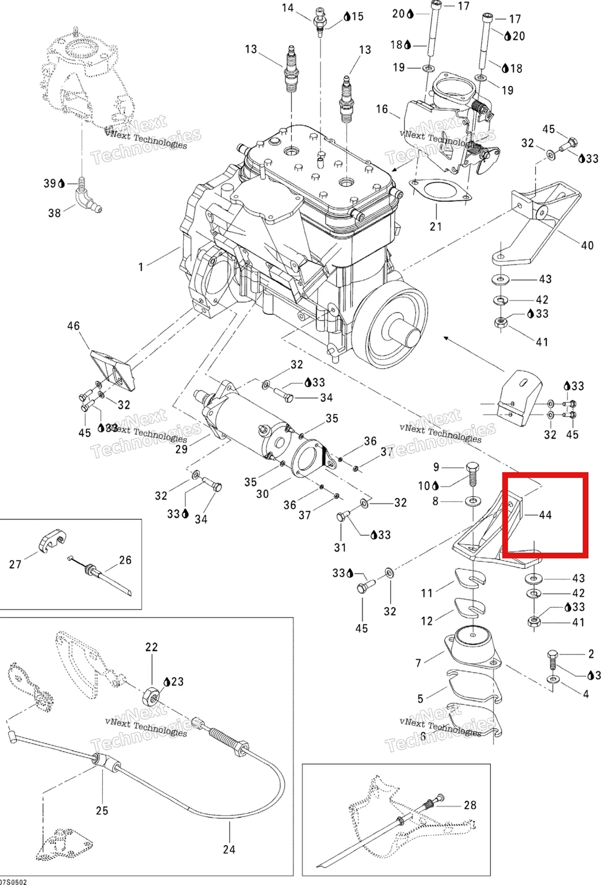 Деталь 270000597 на схеме узла 2005 Sea-Doo GTI Engine