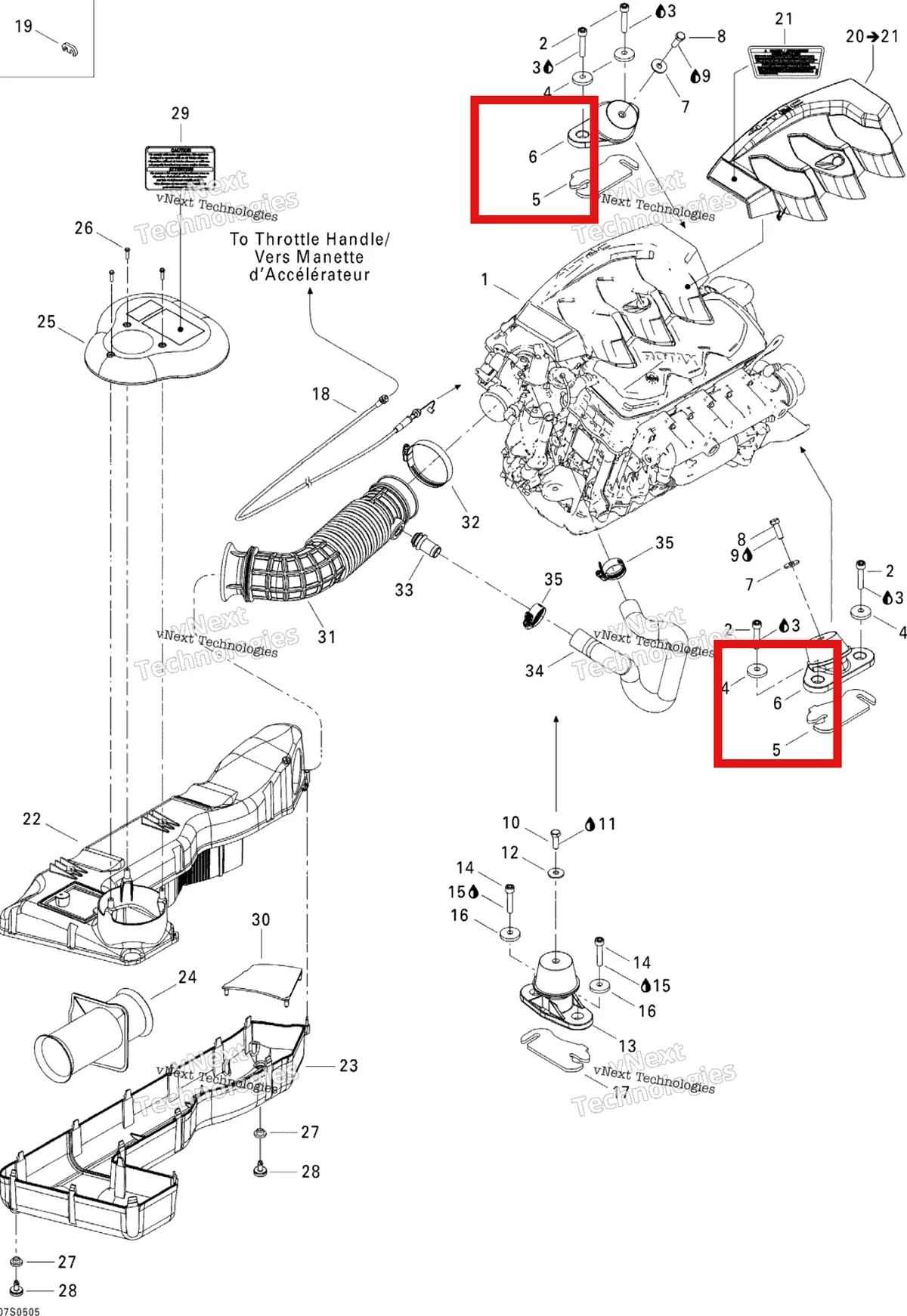 Деталь 270000633 на схеме узла 2005 Sea-Doo GTX 4-TEC, STD Engine And Air Intake Silencer