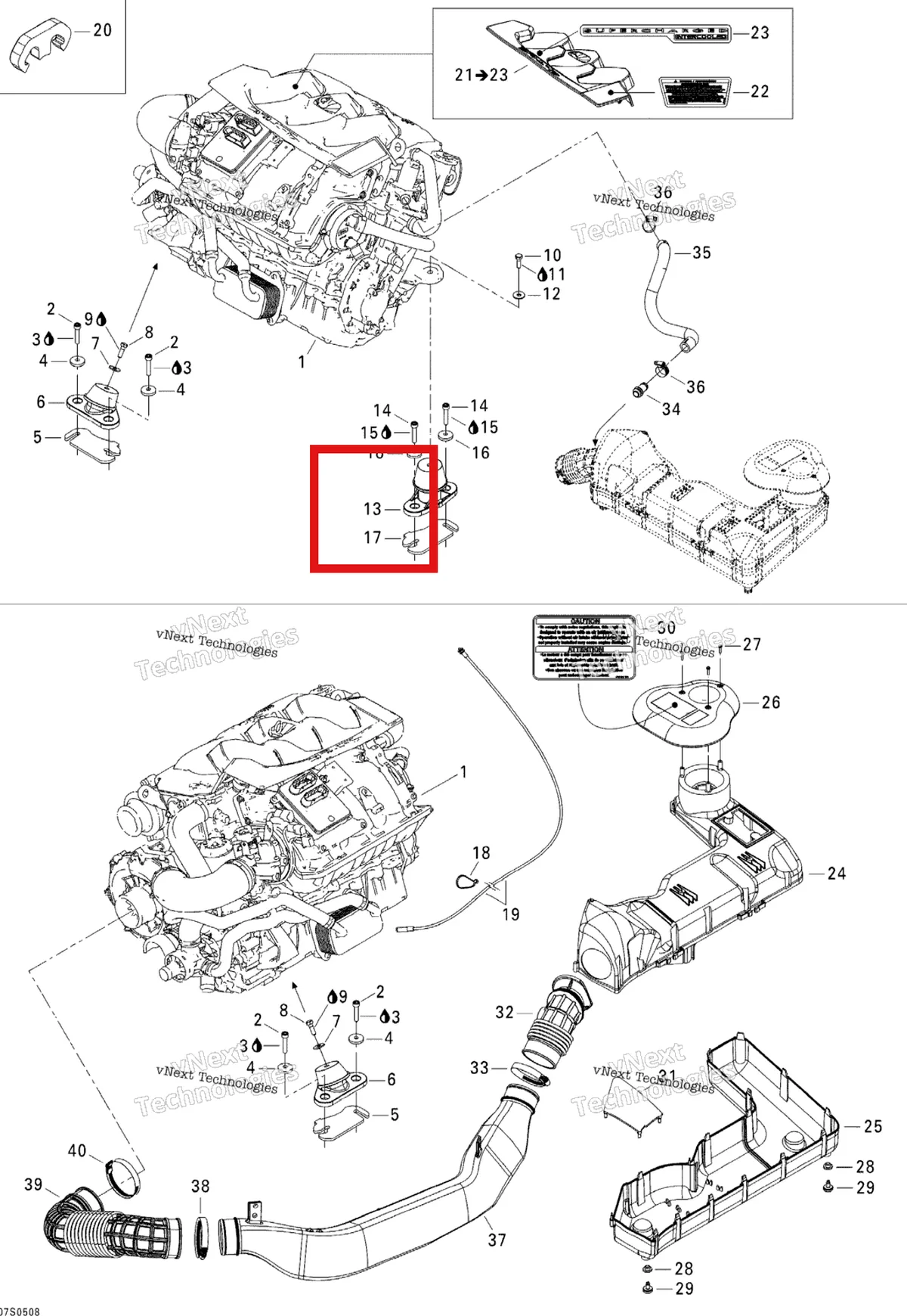 Схема применяемости: Резиновая опора Sea-Doo 270000635