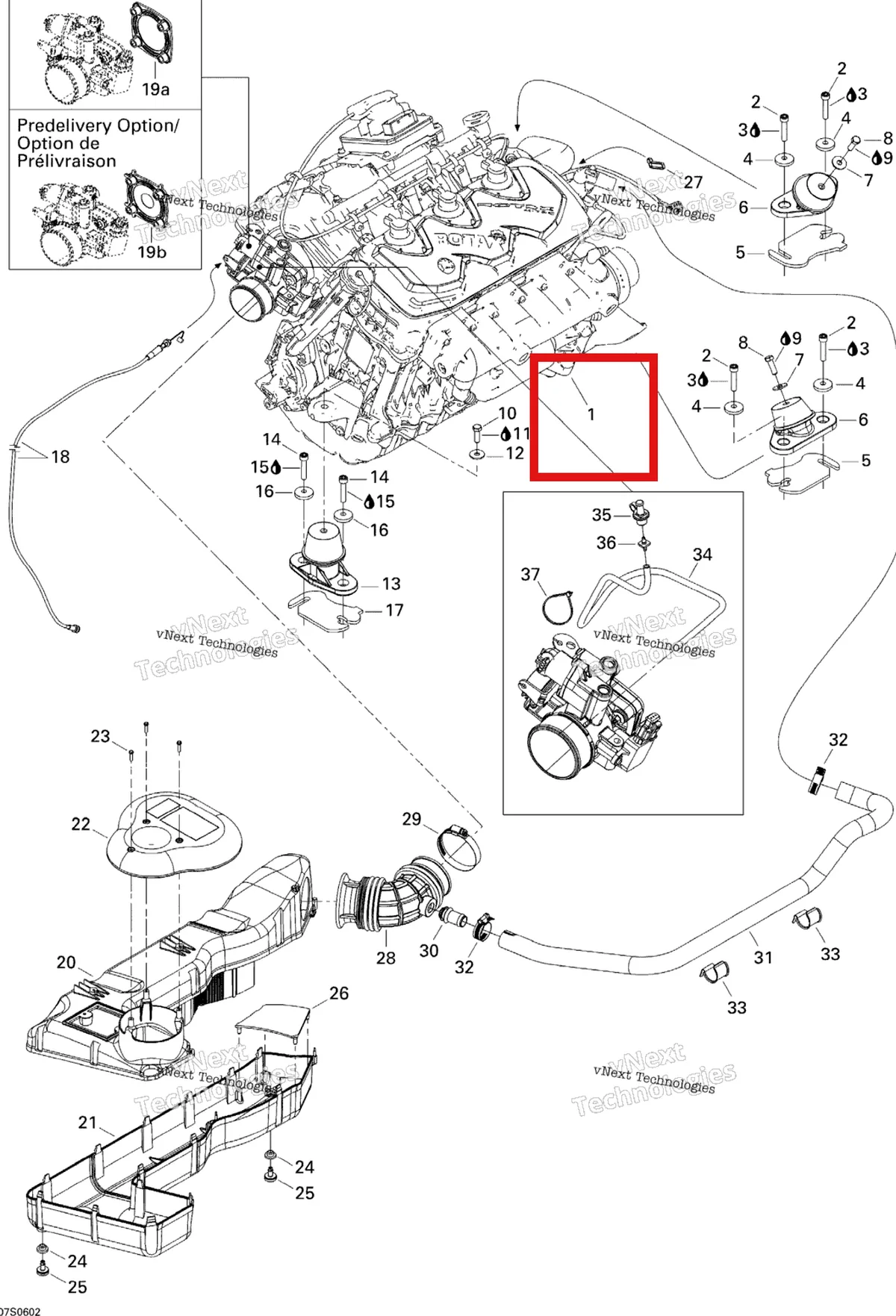 Деталь 270000642 на схеме узла 2006 Sea-Doo GTI Rental Engine And Air Intake Silencer Gti Rental