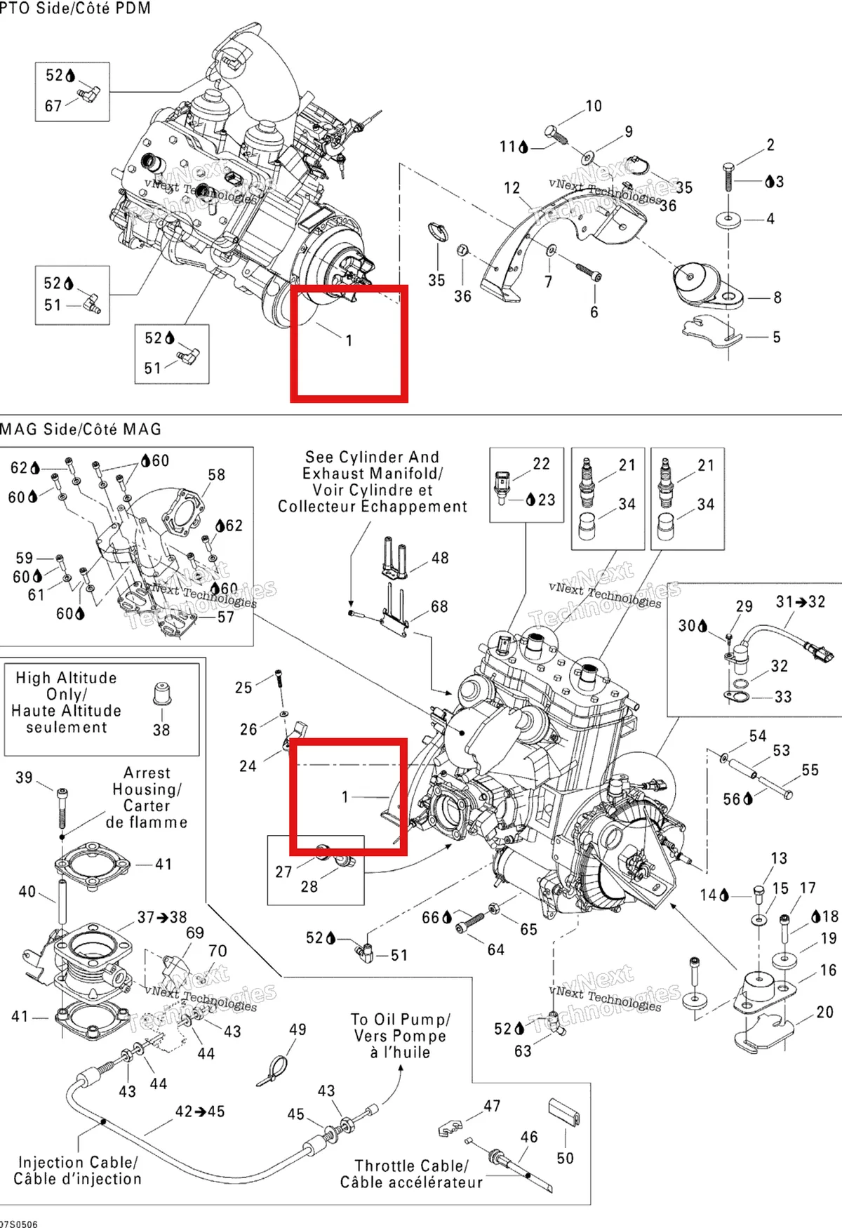 Деталь 270000648 на схеме узла 2005 Sea-Doo 3D RFI Engine
