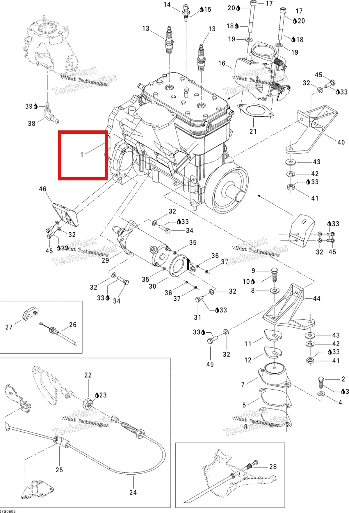 Деталь 270000650 на схеме узла 2005 Sea-Doo GTI Engine