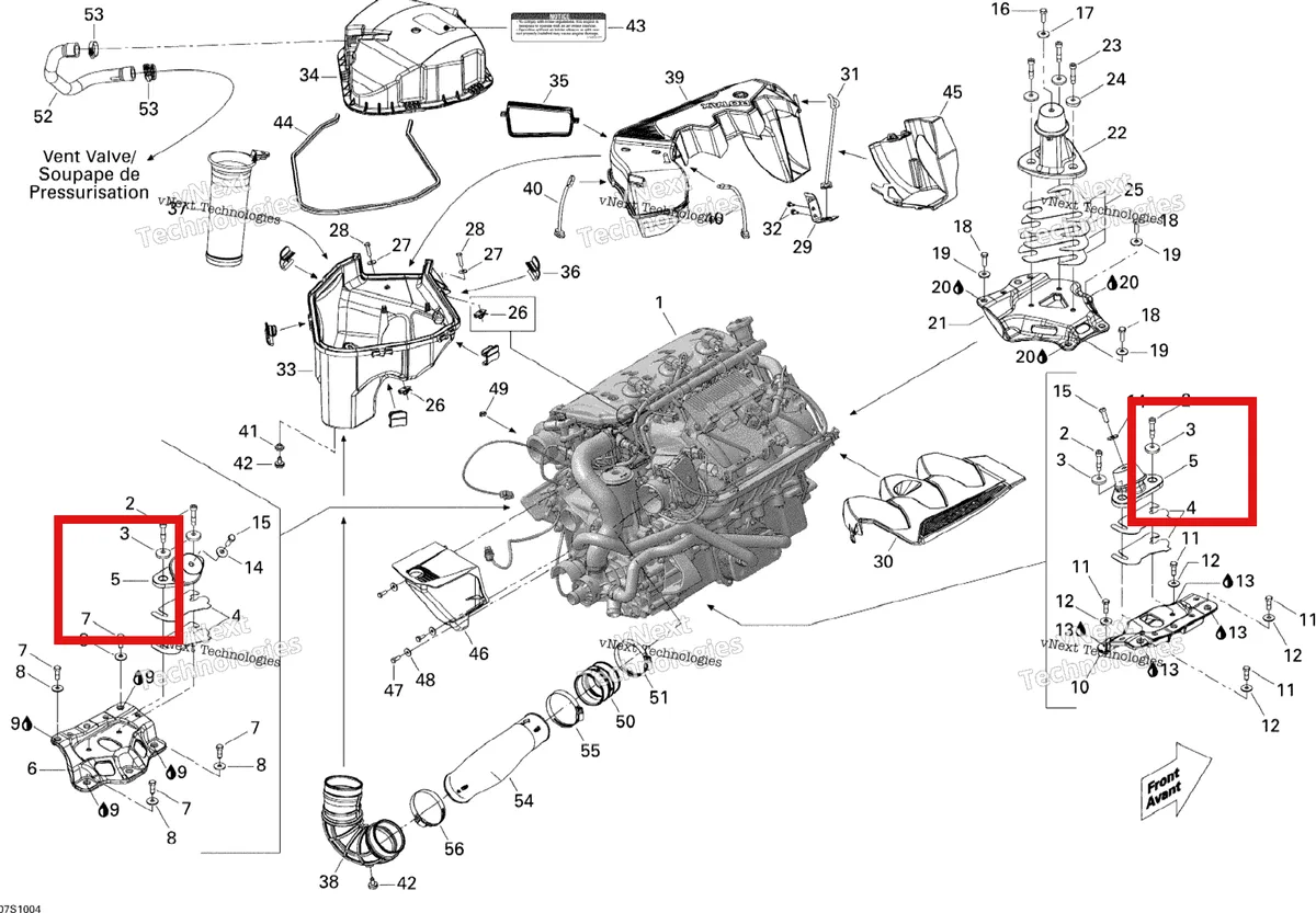 Деталь 270000669 на схеме узла 2010 Sea-Doo GTX 155 Engine And Air Intake Silencer