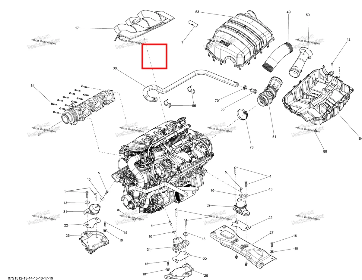 Деталь 270000680 на схеме узла 2015 Sea-Doo GTI Engine