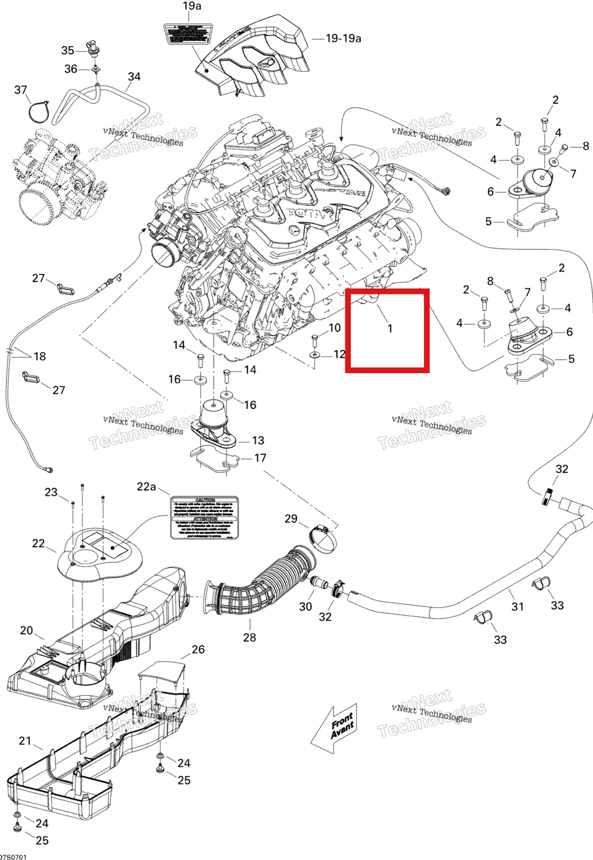 Деталь 270000685 на схеме узла 2007 Sea-Doo GTX STD & Wake Engine And Air Intake Silencer