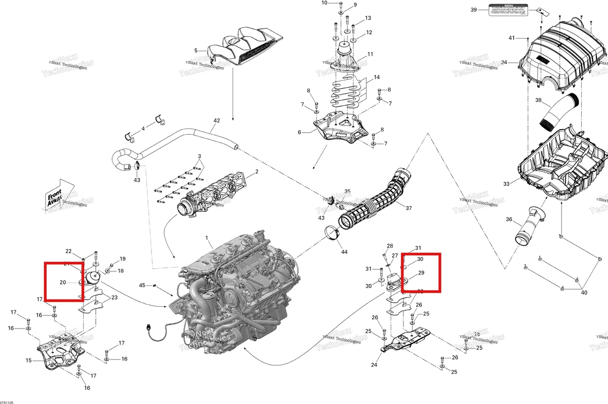 Деталь 270000688 (Резиновая опора Sea-Doo GTX 215 (2012) (270000688)) на схеме узла Engine And Air Intake Silencer