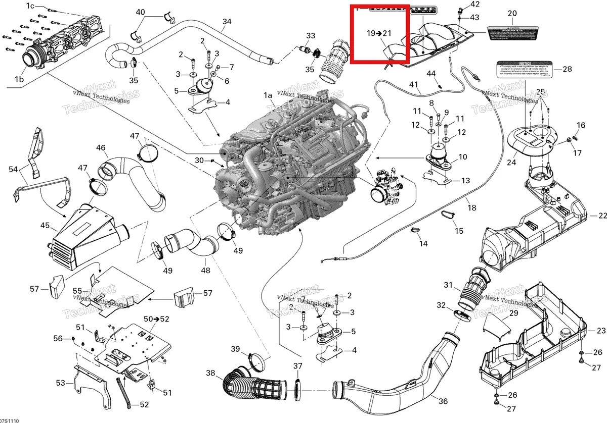 Деталь 270000802 на схеме узла 2011 Sea-Doo RXP-X 255 & RS Engine And Air Intake Silencer