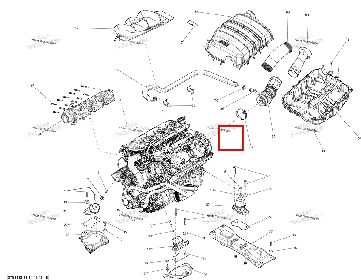 Деталь 270000809 на схеме узла 2014 Sea-Doo GTI 130 Engine