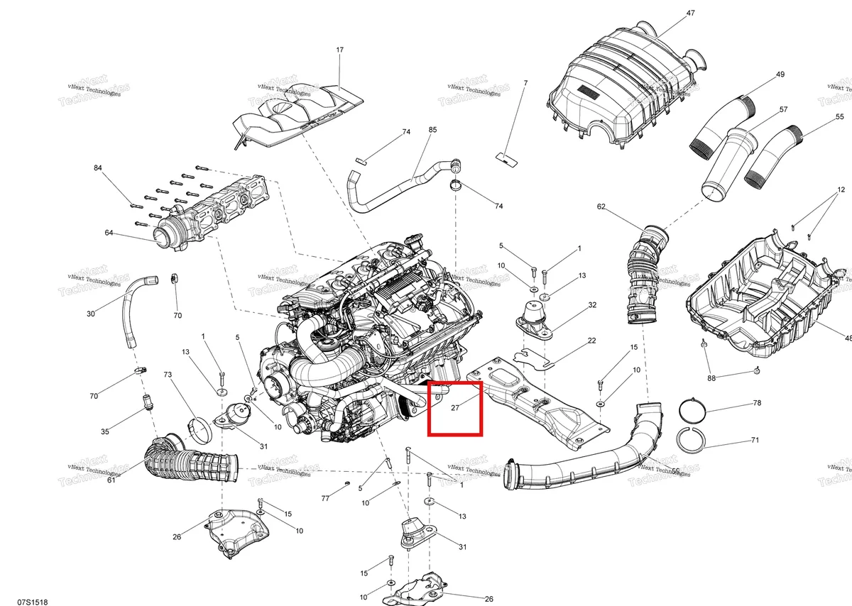 Деталь 270000818 на схеме узла 2015 Sea-Doo GTR 215 Engine