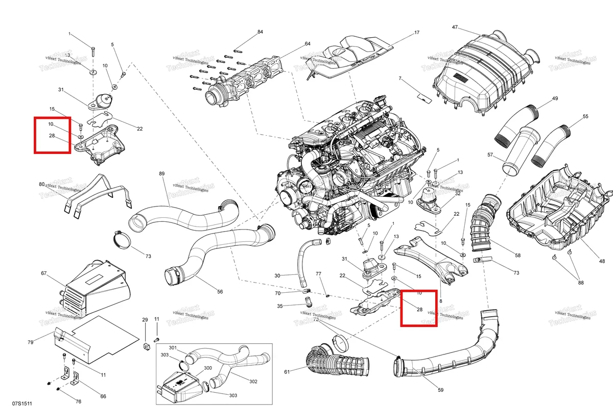Деталь 270000843 на схеме узла 2015 Sea-Doo RXP-X 260 & RS Engine