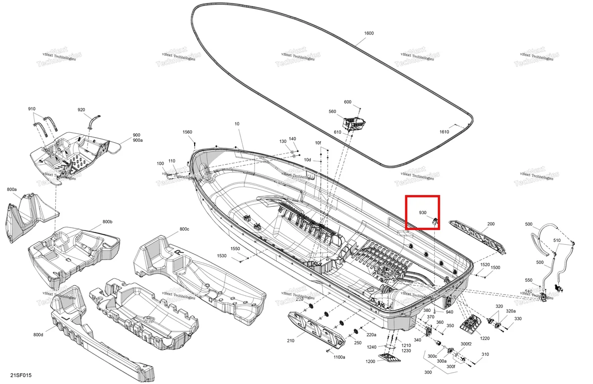 Деталь 270000988 (Ремень анкер Sea-Doo RXP (2016) (270000988)) на схеме узла 2026 Sea-Doo GTI - 170 - SE - 30TF - Teal Blue Metalic Body - Hull