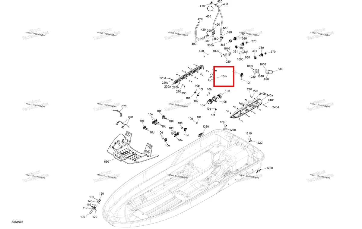 Деталь 270001000 на схеме узла 2019 Sea-Doo GTR 230 Hull
