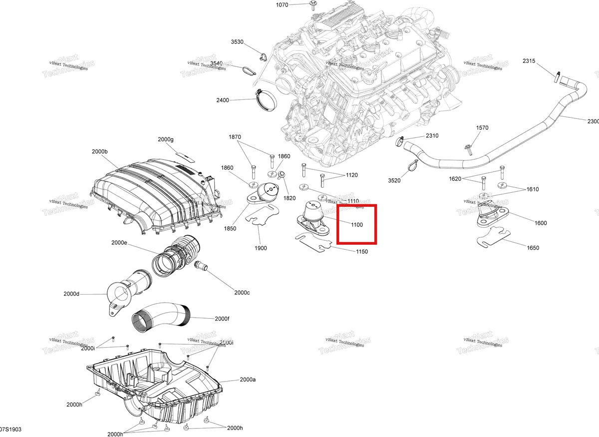 Деталь 270001029 на схеме узла 2019 Sea-Doo GTI 155 Engine