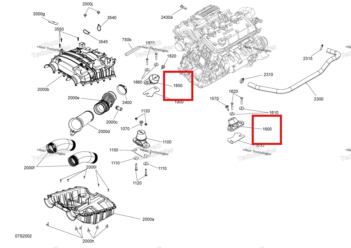 Деталь 270001077 (Резиновая опора Sea-Doo GTX 300 (2020) (270001077)) на схеме узла 2020 Sea-Doo GTI SE 130 Engine