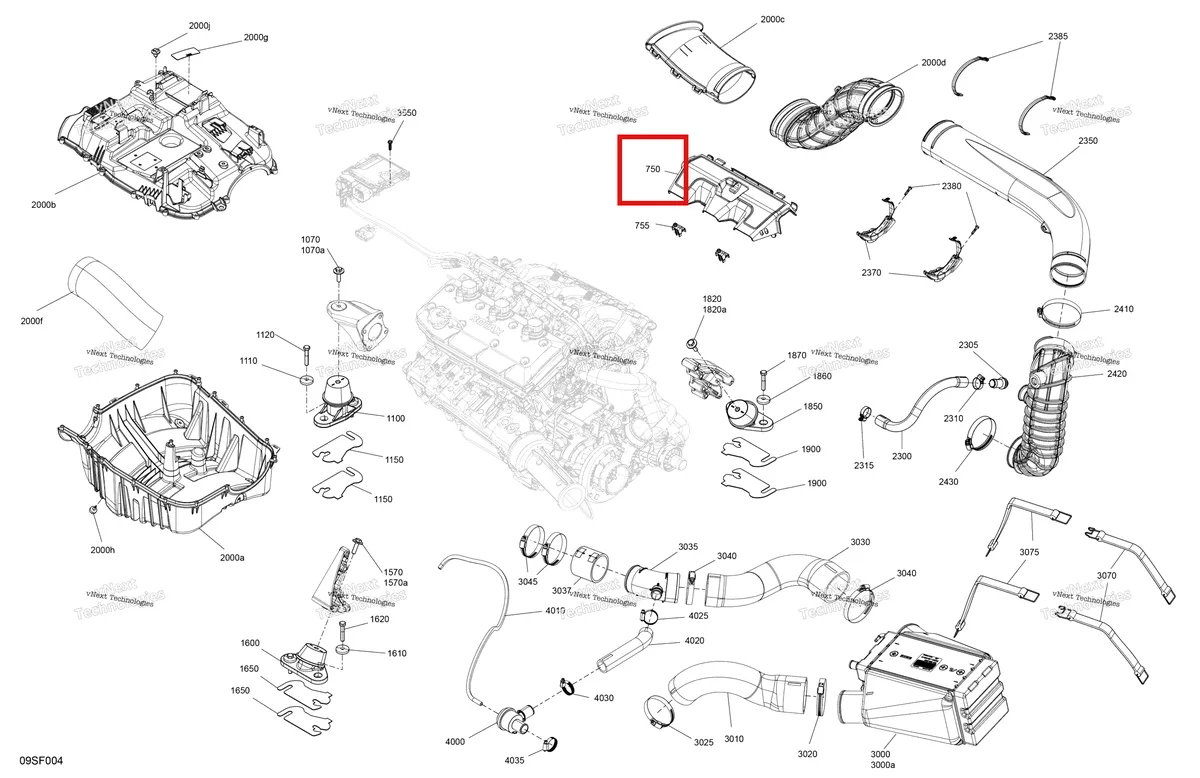 Схема применяемости: Двигатель крышка Sea-Doo RXP 325 X (2026) (270001130)