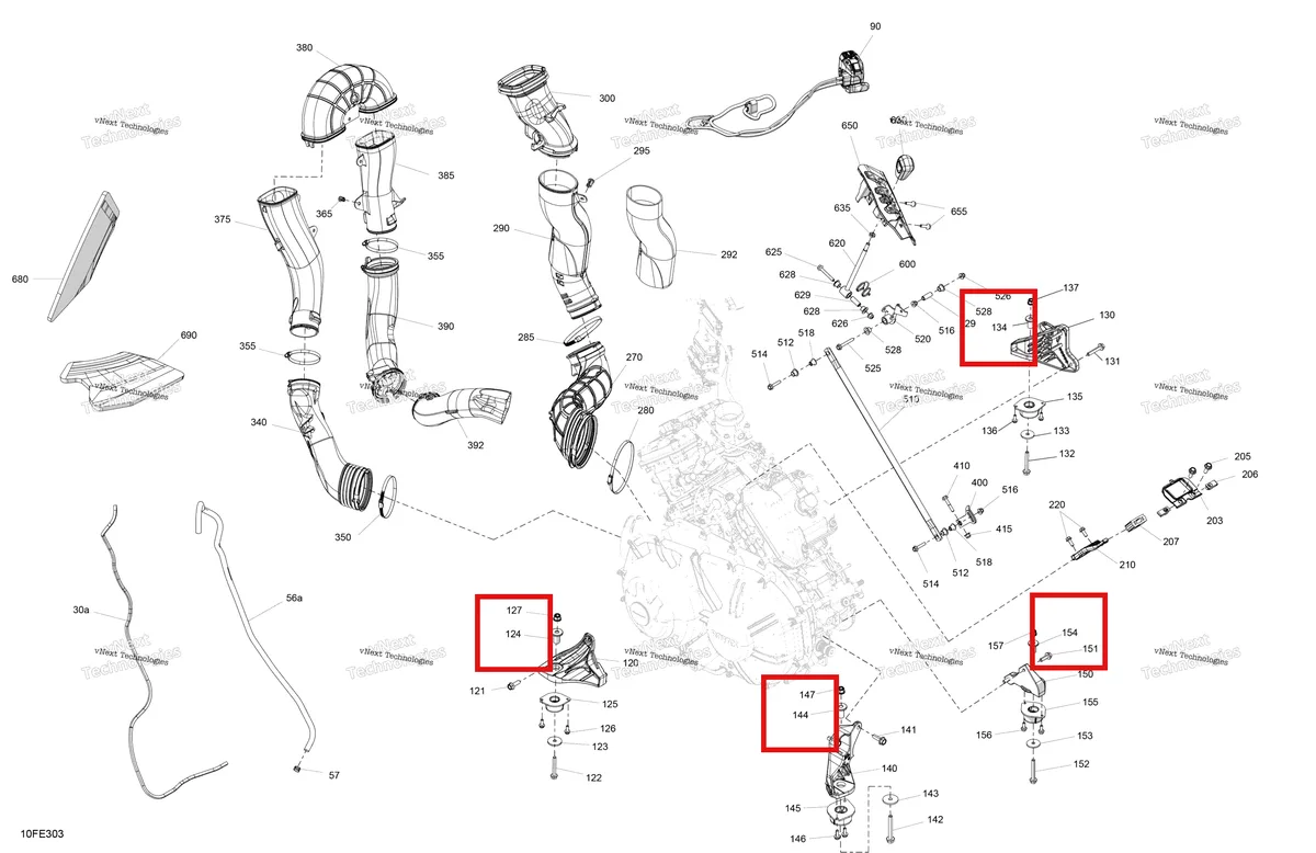 Деталь 270001132 (Упор Can-Am Outlander 4x4 XT 1000R (2025) (270001132)) на схеме узла 2025 Can-Am OUTLANDER - 4X4 - XMR - 1000R - 4LSA - Hyper Silver Engine - System