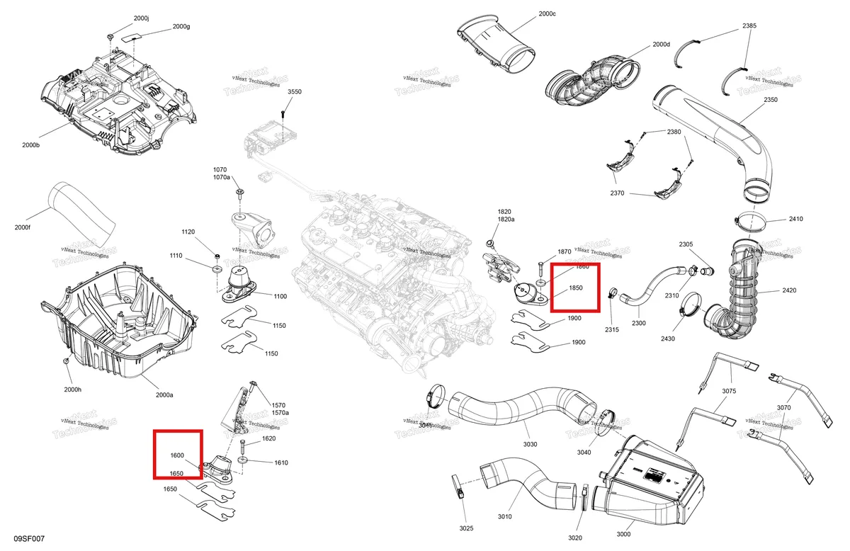 Схема применяемости: Lateral двигатель опора в сборе Sea-Doo RXP 325 X (2026) (270001211)