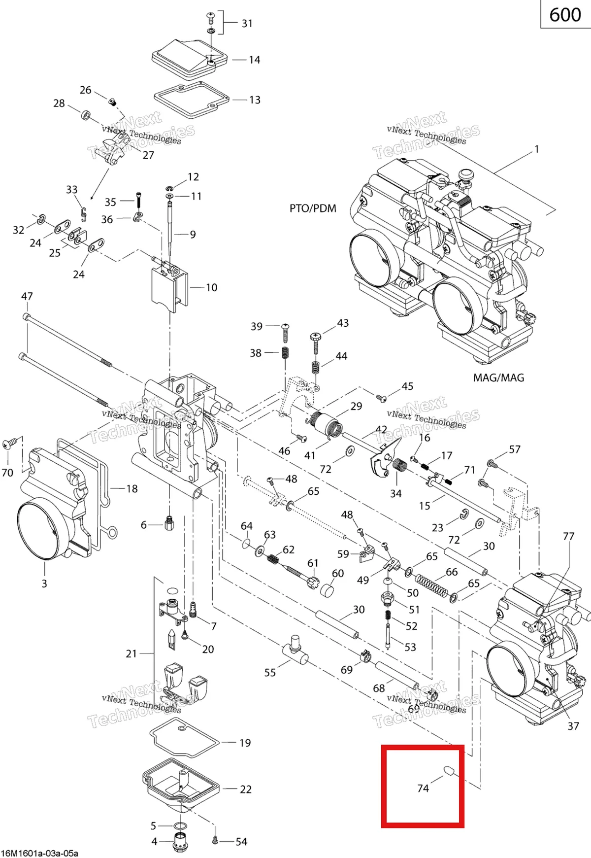 Деталь 270500095 (Крышка) на схеме узла 2019 Ski-Doo SUMMIT 600 CARB Carburetor - 600 Carb