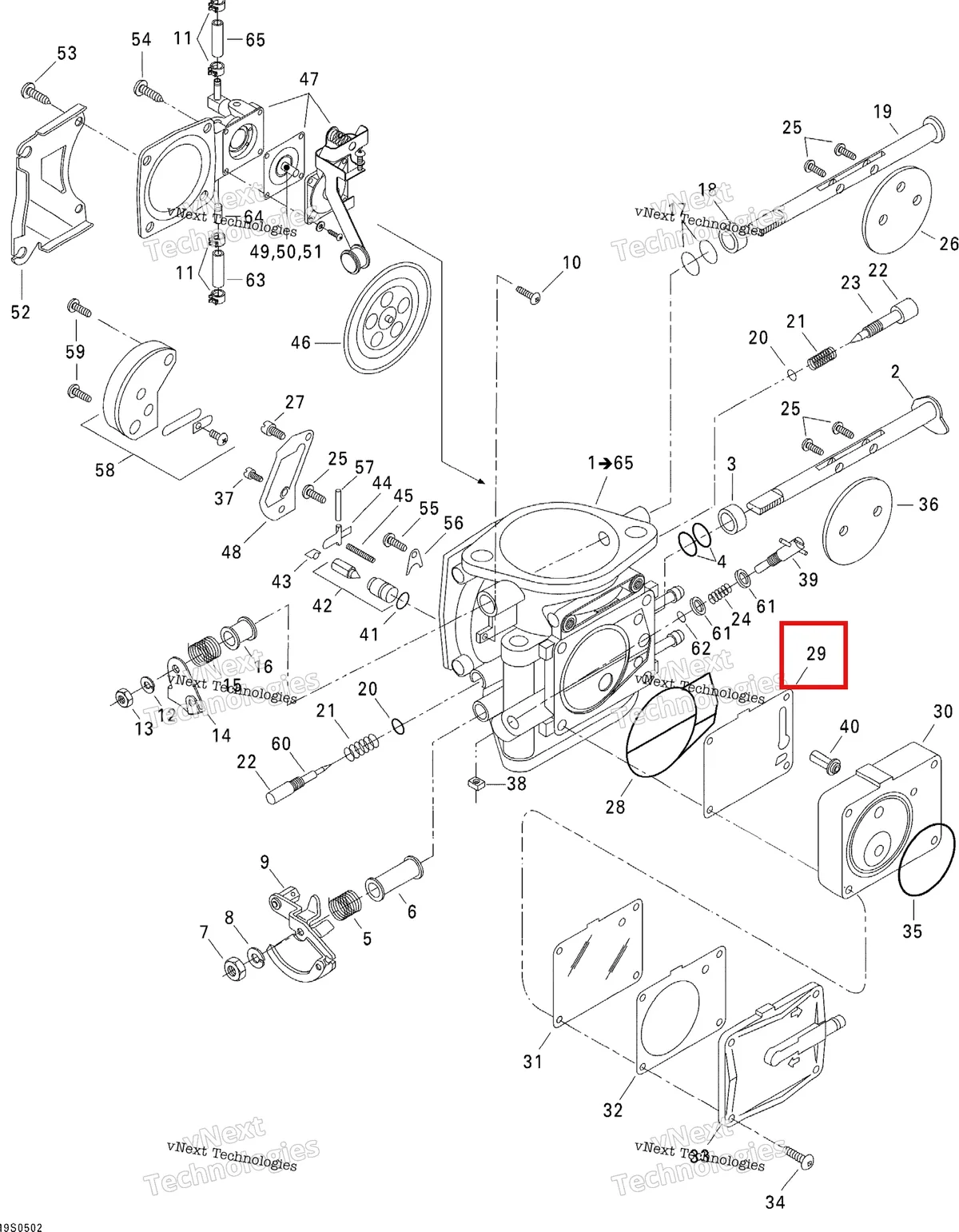 Деталь 270500103 на схеме узла 2005 Sea-Doo GTI Carburetor