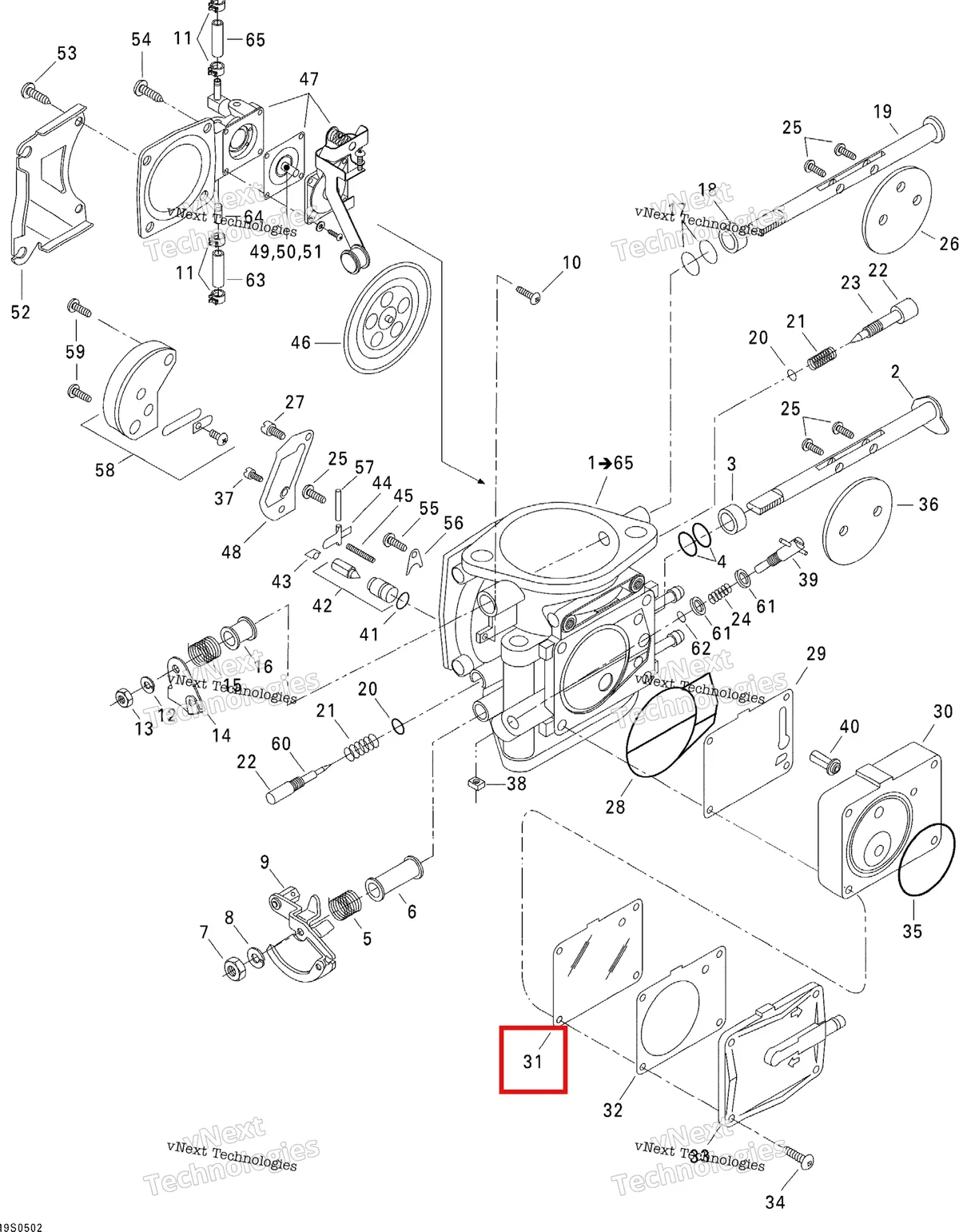 Деталь 270500106 на схеме узла 2005 Sea-Doo GTI Carburetor