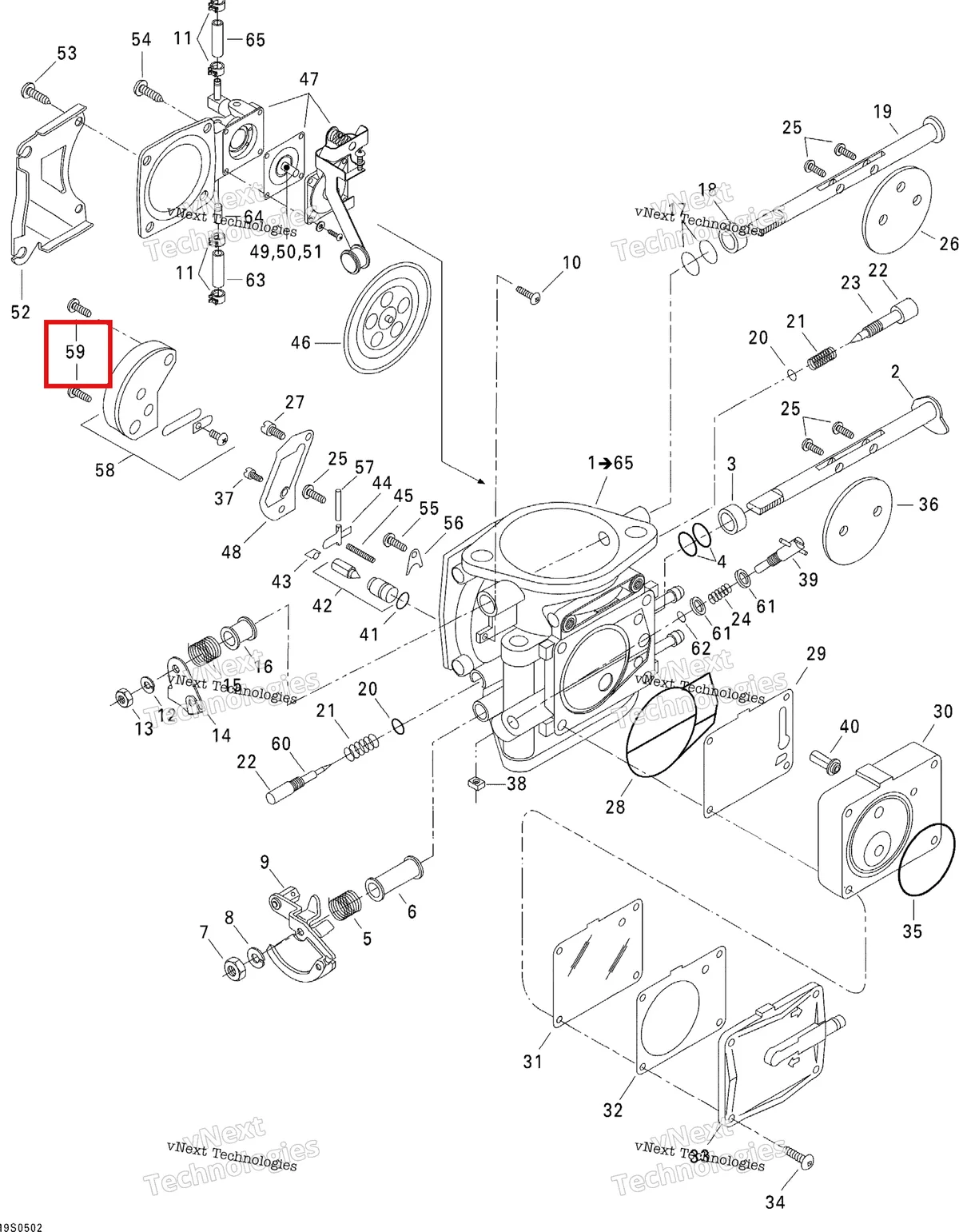 Деталь 270500123 на схеме узла 2005 Sea-Doo GTI Carburetor