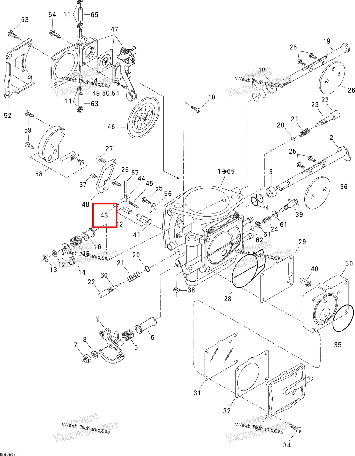 Деталь 270500129 на схеме узла 2005 Sea-Doo GTI Carburetor