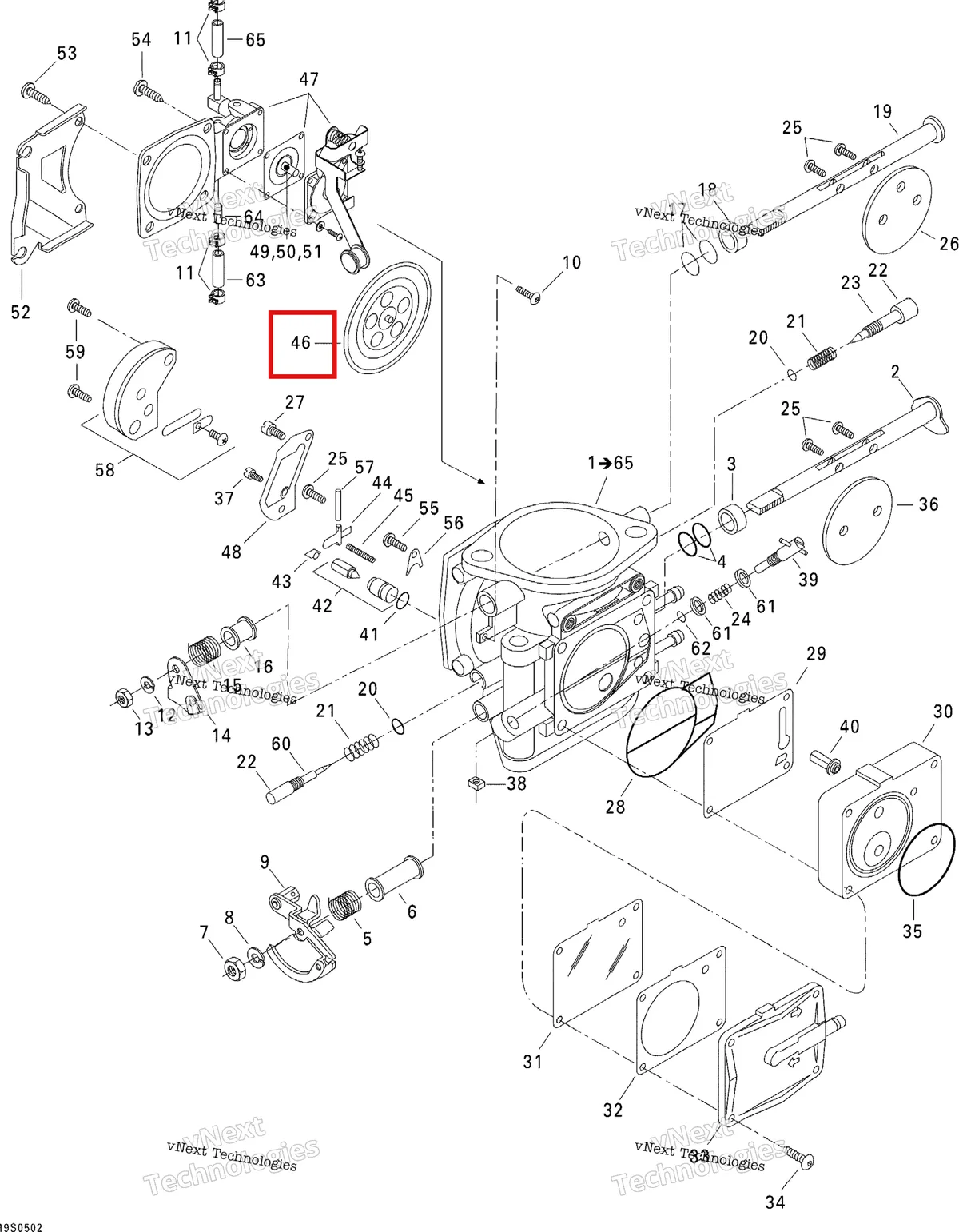 Деталь 270500132 на схеме узла 2005 Sea-Doo GTI Carburetor