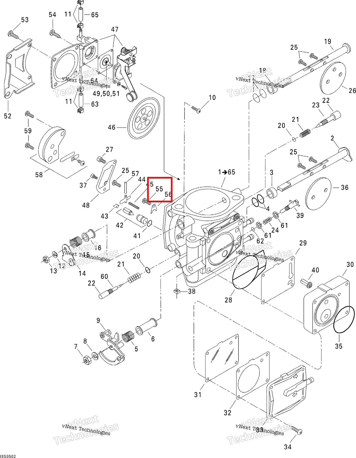 Деталь 270500155 на схеме узла 2005 Sea-Doo GTI Carburetor